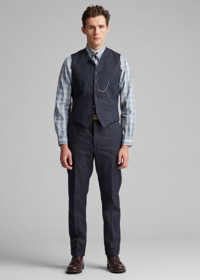 Men's Ralph Lauren Pinstripe Herringbone Vests | 716092NLD